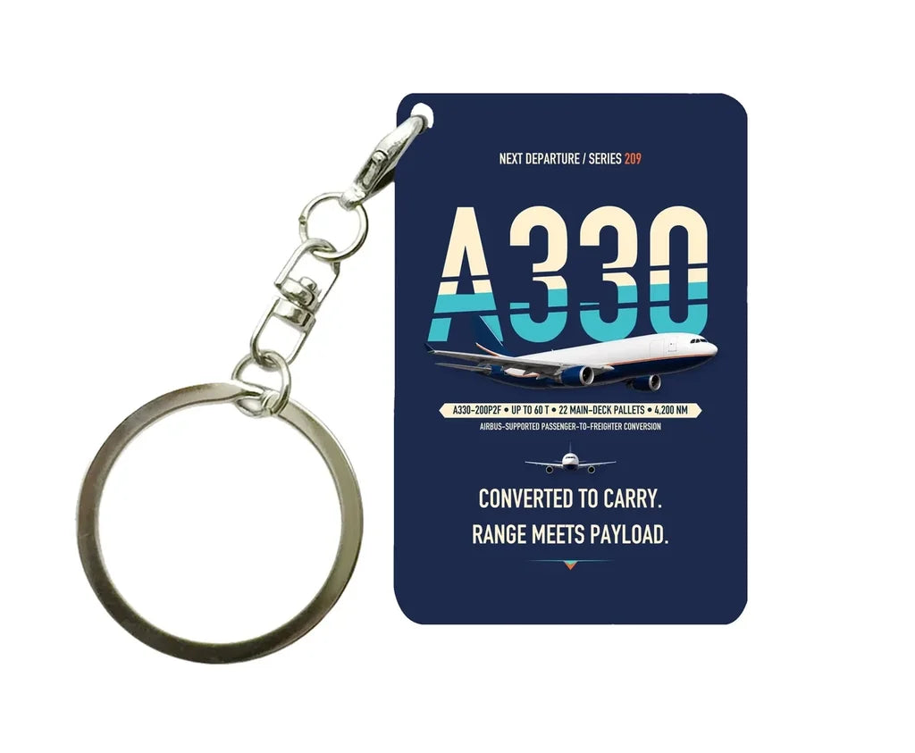 Airbus A330-200P2F Key Chain design on navy blue key chain