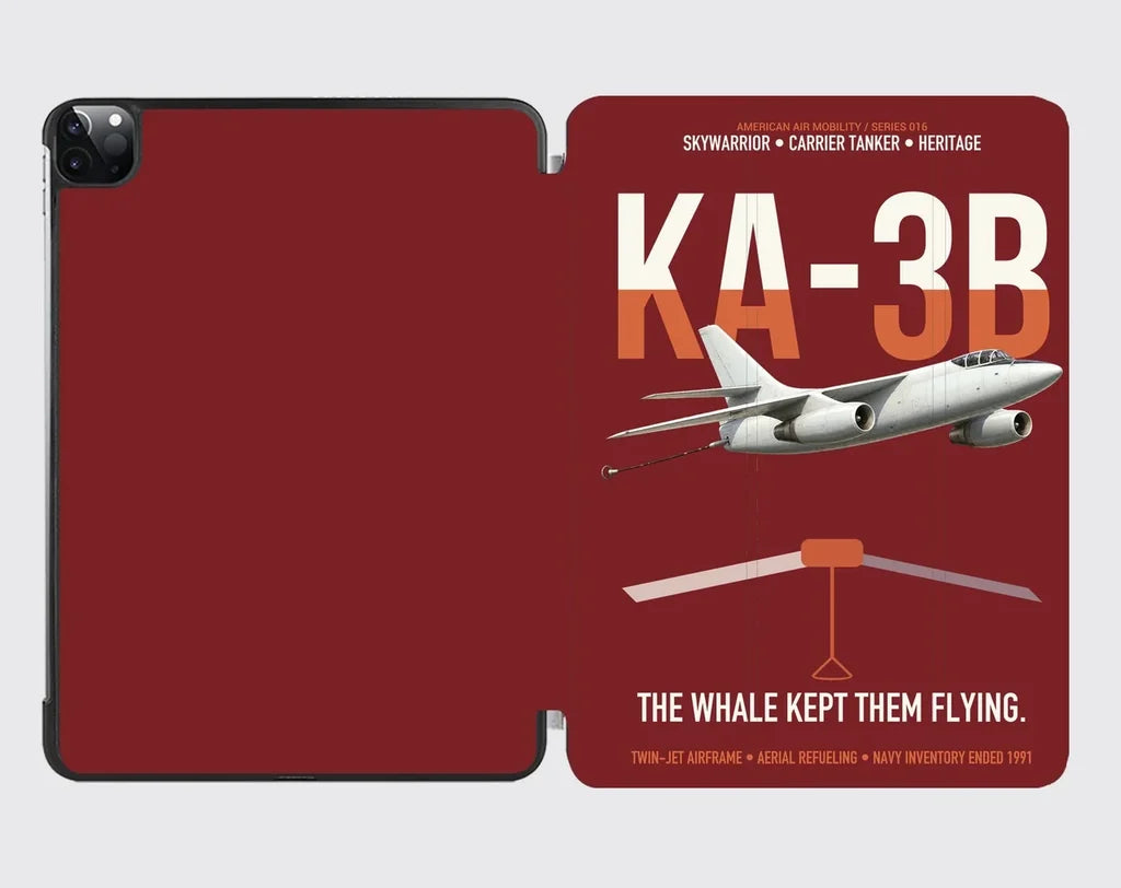 KA-3B Skywarrior design on dark red ipad tablet case