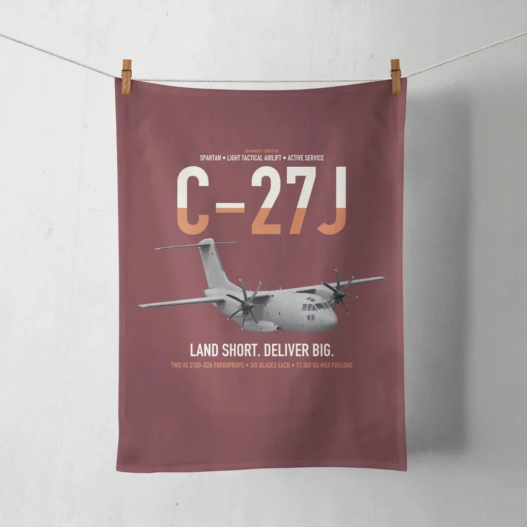 C-27J Spartan design on dark red towel