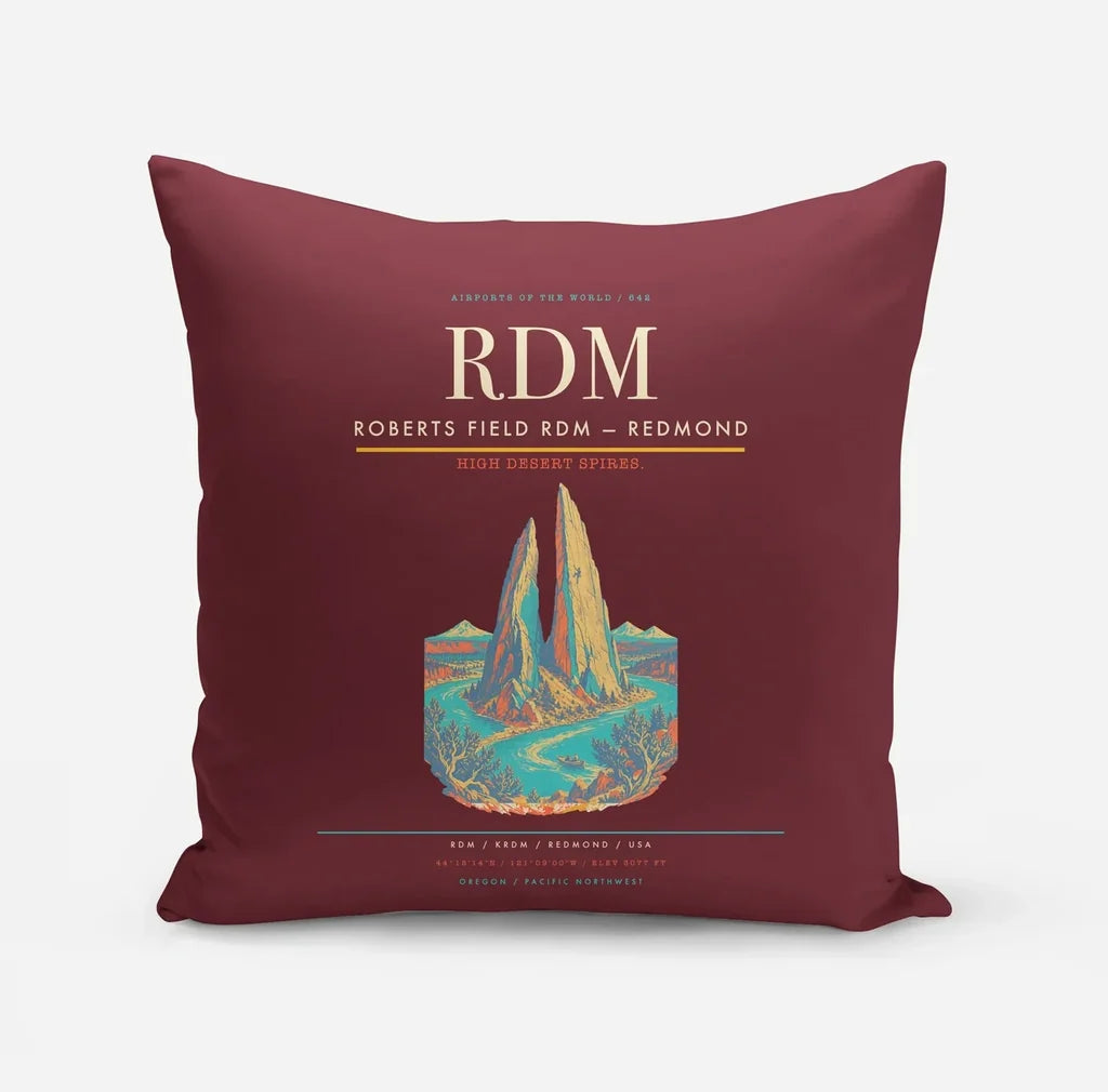 Roberts Field (RDM) design on dark red pillow