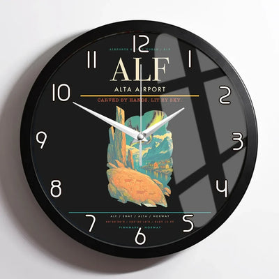 Alta Airport ALF Wall-Clock Framed - Black