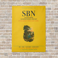 Thumbnail for South Bend International Airport SBN vertical canvas print - no frame - yellow background