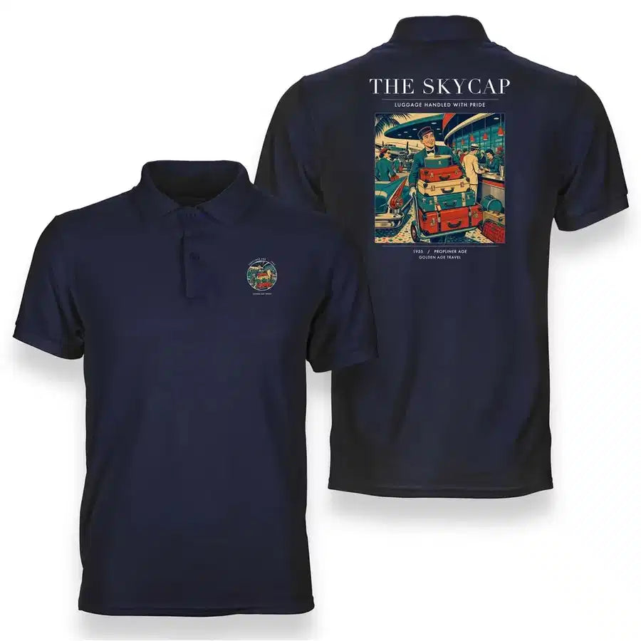 VINTAGE G4101 - The Skycap - Double-Side Polo T-Shirt design on navyblue