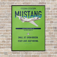 Thumbnail for Cessna Citation Mustang vertical canvas print - framed - light green background