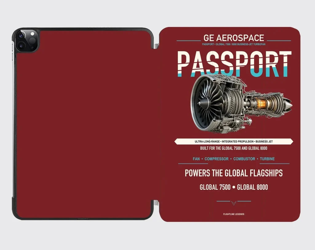 PASSPORT design on dark red ipad tablet case