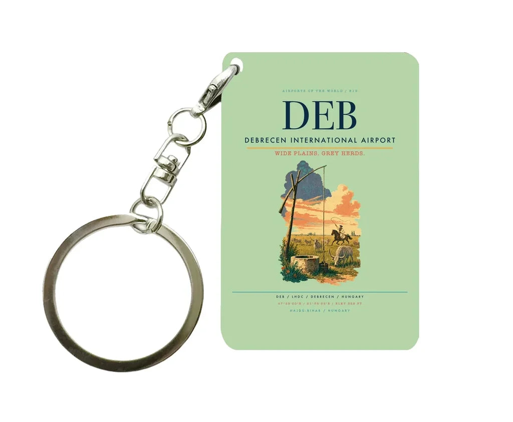 Debrecen International Airport (DEB) design on light green key chain