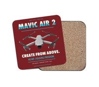 Thumbnail for DJI Mavic Air 2 design on dark red 1 piece coaster