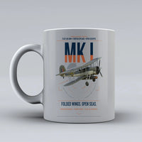 Thumbnail for Fairey Swordfish Mk I design on light gray ceramic mug, double-side print