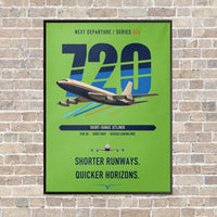 Thumbnail for Boeing 720B vertical canvas print - framed - light green background