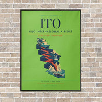 Thumbnail for Hilo International Airport ITO vertical canvas print - framed - light green background