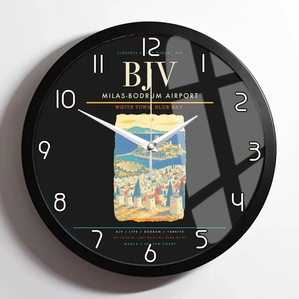 Milas-Bodrum Airport BJV Wall-Clock Framed - Black