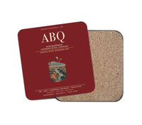 Thumbnail for Albuquerque International Sunport (ABQ) design on dark red 1 piece coaster