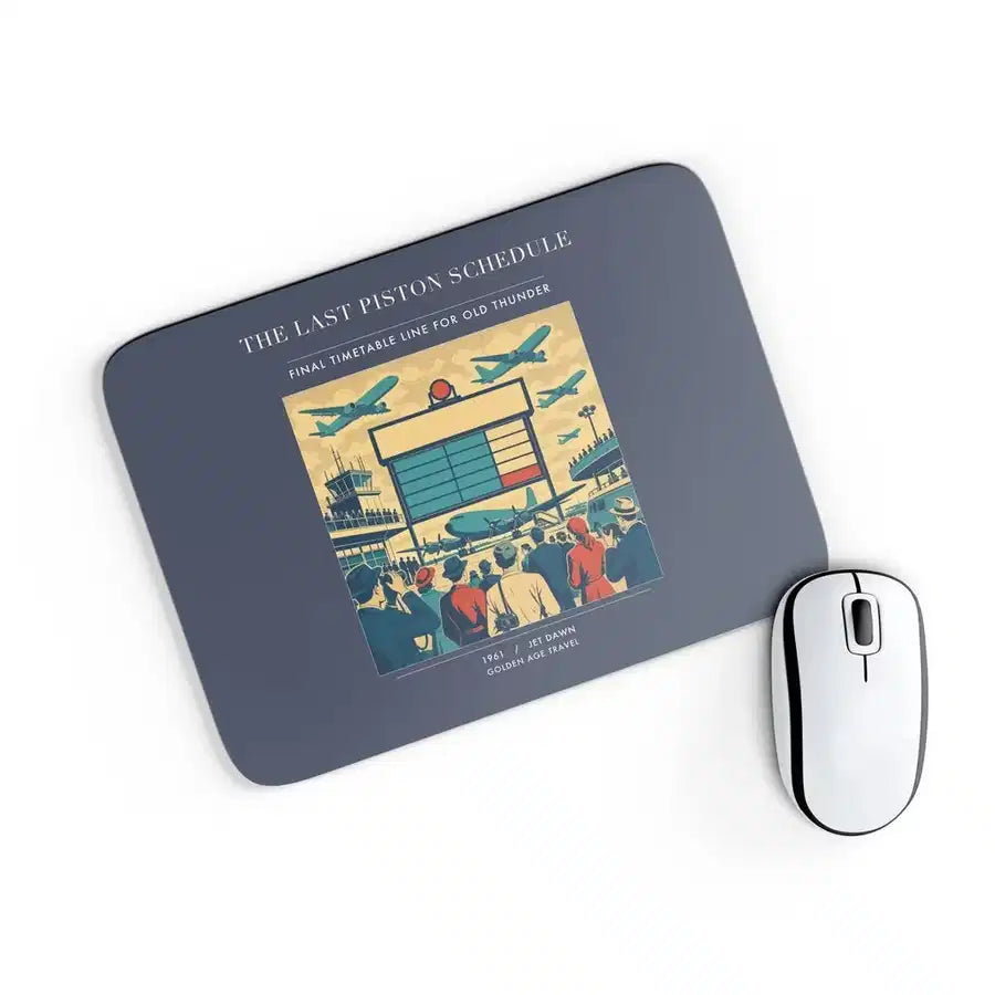 VINTAGE G4469 - The Last Piston Schedule - Designed Mouse Pads design on navyblue rectangle