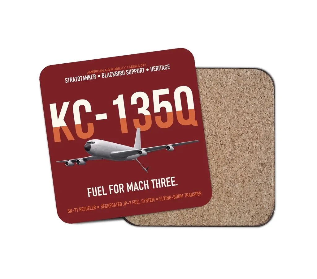KC-135Q Blackbird Tanker design on dark red 1 piece coaster