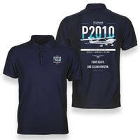 Thumbnail for Tecnam P2010 design on navy blue double-side polo t-shirt, double-side print