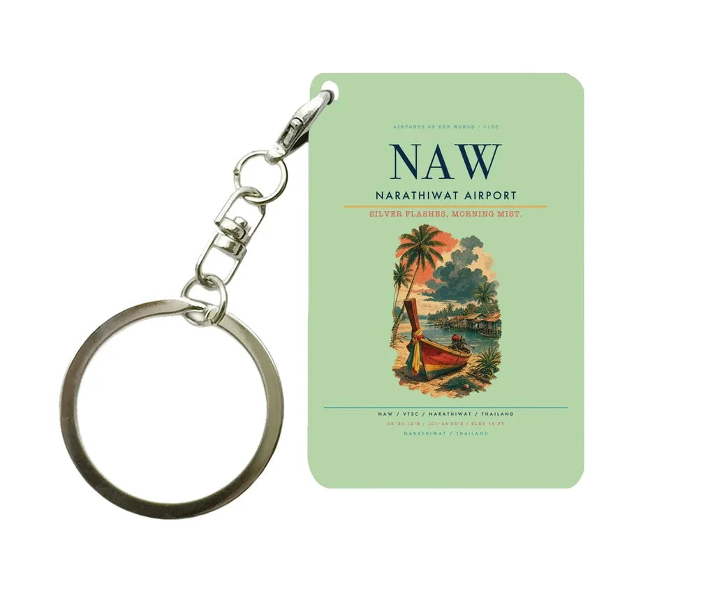 Narathiwat Airport (NAW) design on light green key chain