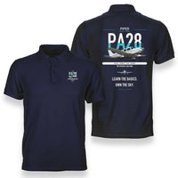 Thumbnail for Piper PA-28-181 Archer LX design on navy blue double-side polo t-shirt, double-side print