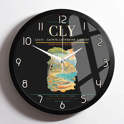 Calvi - Sainte-Catherine Airport CLY Wall-Clock Framed - Black