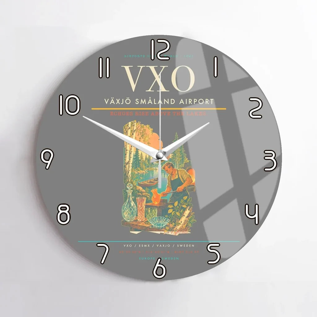Växjö Småland Airport (VXO) design on gray no frame wall clock