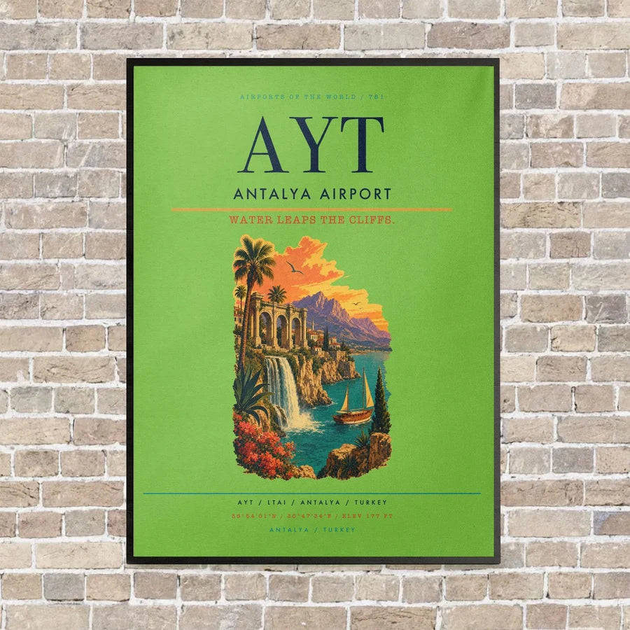 Antalya Airport AYT - Canvas Framed - Light Green