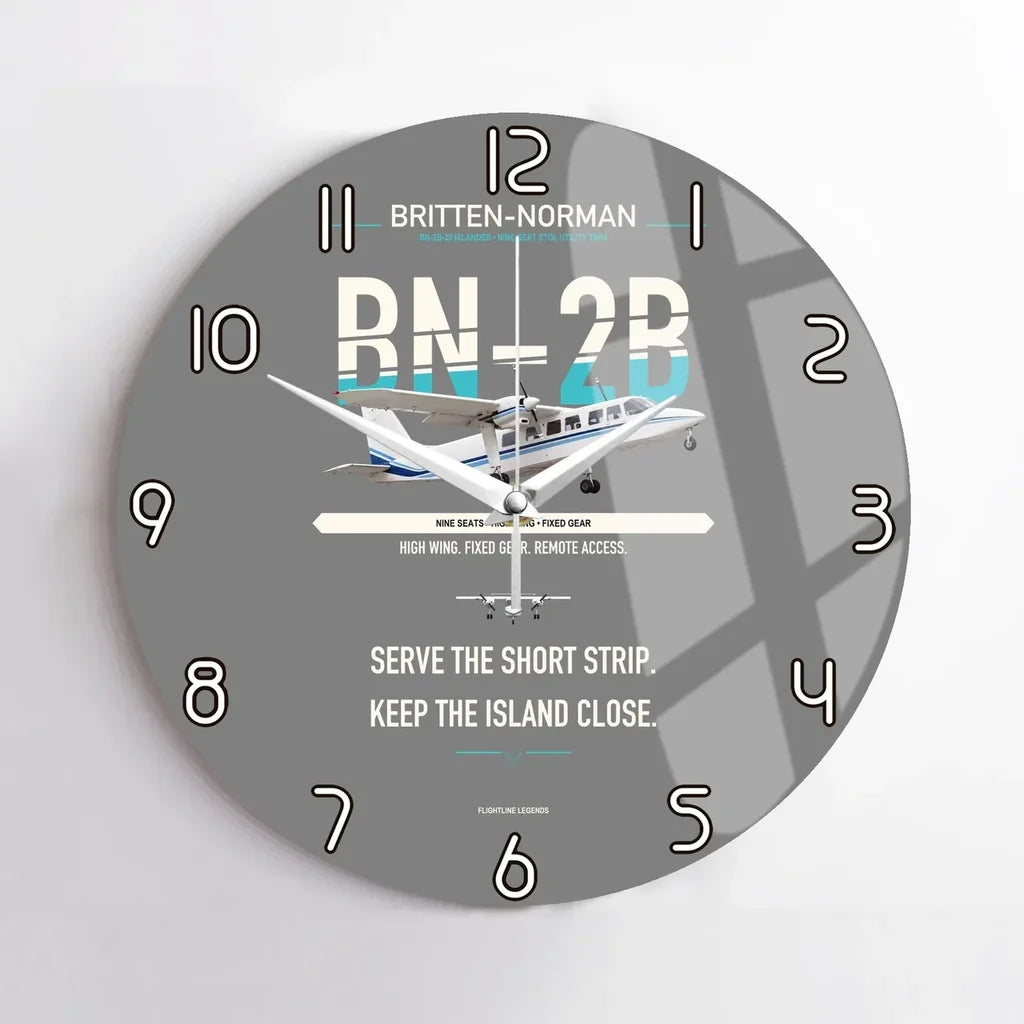 Britten-Norman BN-2B-26 Islander design on gray no frame wall clock