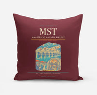 Thumbnail for Maastricht Aachen Airport (MST) design on dark red pillow