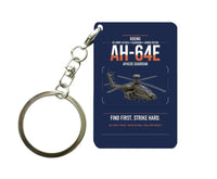 Thumbnail for Boeing AH-64E Apache Guardian design on navy blue designed key chain, double-side print