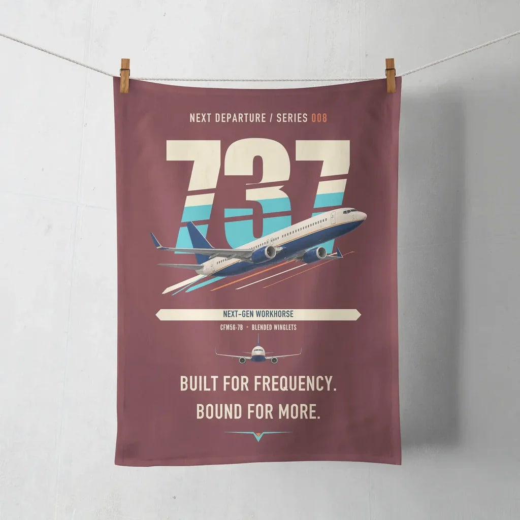Boeing 737-800 NG design on dark red towel