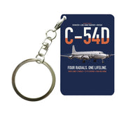 Thumbnail for C-54D Skymaster design on navy blue designed key chain, double-side print