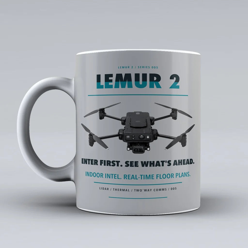 LEMUR 2 Mug design on light gray brinc