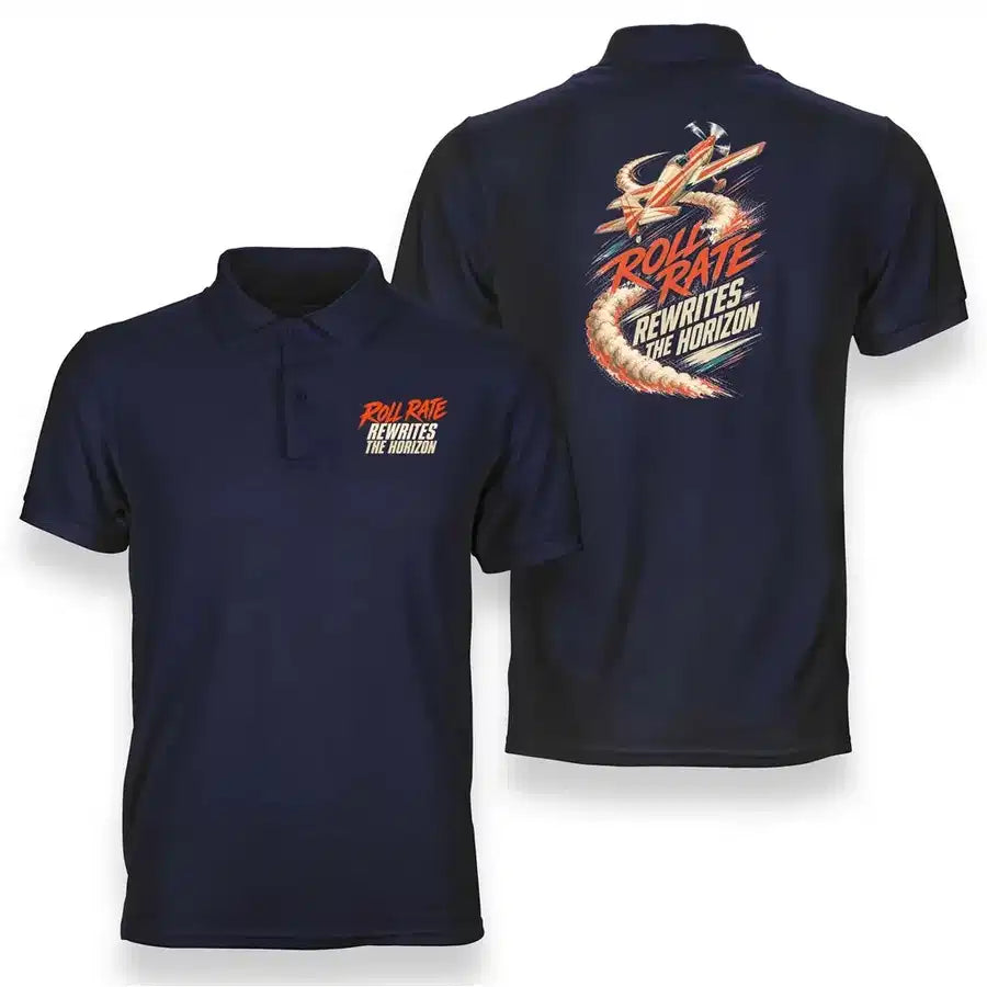 SIGNAL 677 - Roll Rate Rewrites The Horizon - Double-Side Polo design on navy blue double side polo