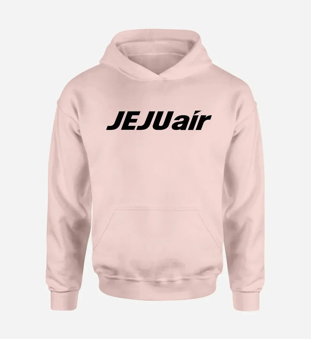 Jeju Air logo printed on pink hoodie