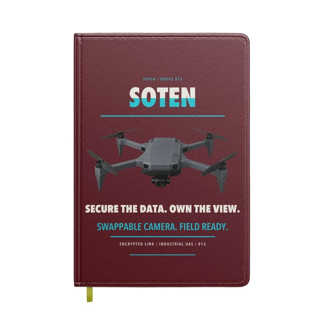 ACSL SOTEN design on dark red notebook