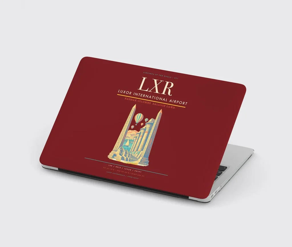 Luxor International Airport (LXR) design on dark red MacBook case