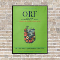 Thumbnail for Norfolk International Airport ORF vertical canvas print - framed - light green background