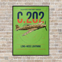 Thumbnail for Macchi C.202 Folgore vertical canvas print - framed - light green background