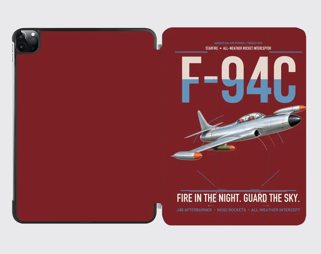 F-94C Starfire design on dark red ipad tablet case