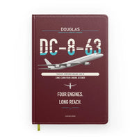 Thumbnail for Douglas DC-8-63 design on dark red notebook