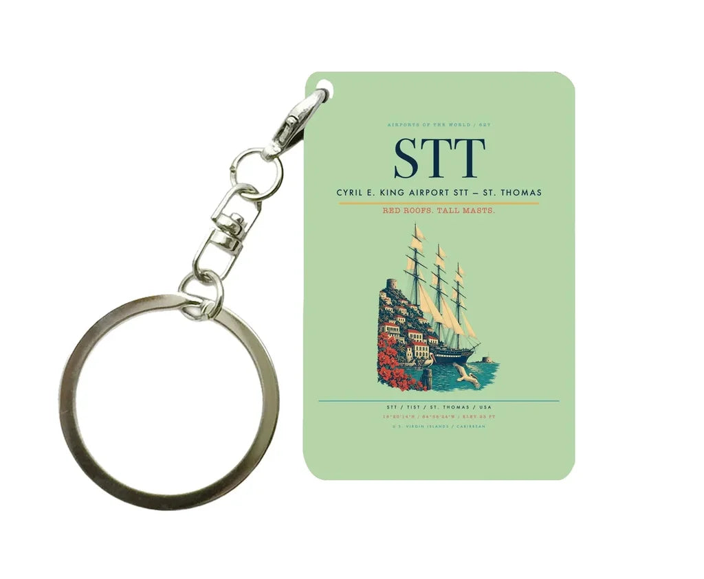 Cyril E. King Airport (STT) design on light green key chain