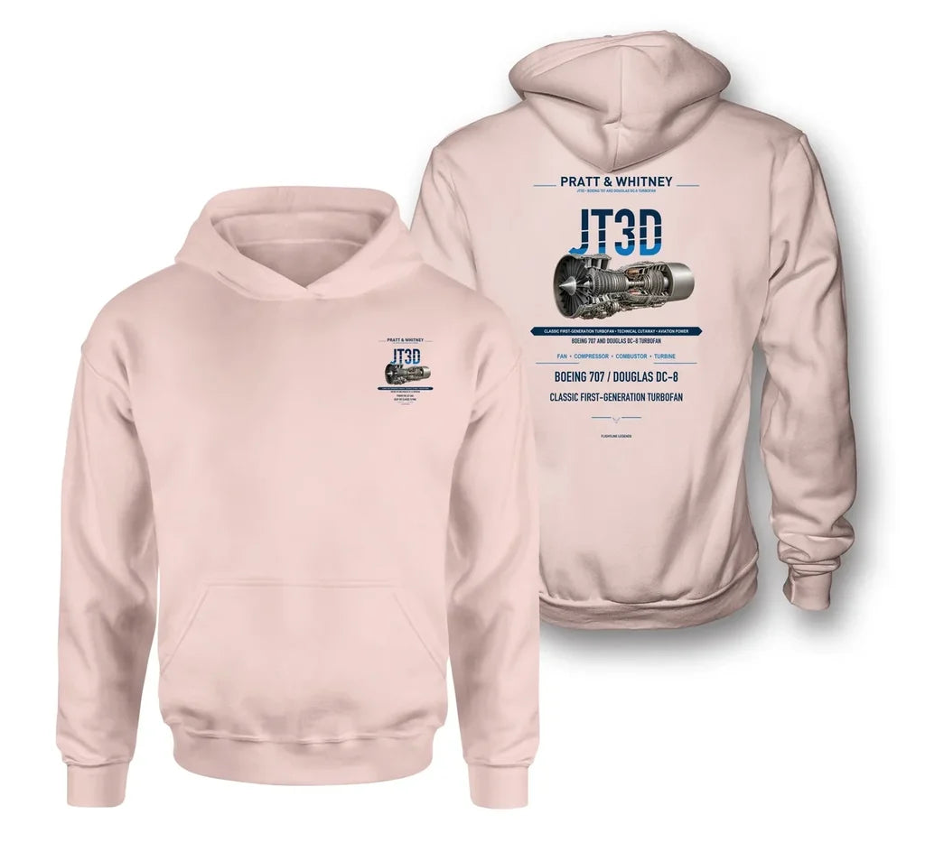 JT3D design on pink hoodie