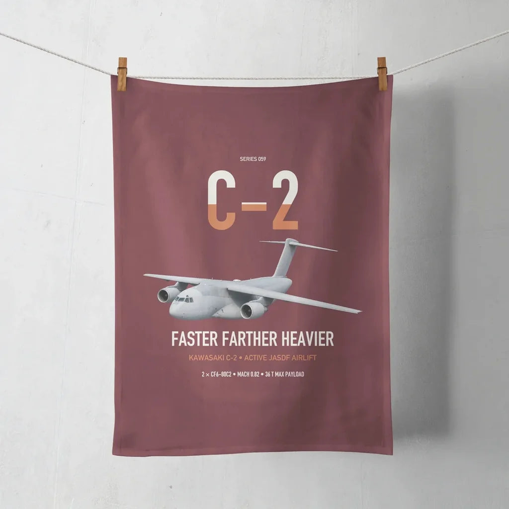 Kawasaki C-2 design on dark red towel