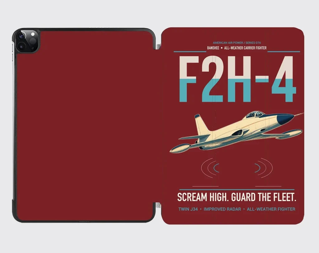 F2H-4 Banshee design on dark red ipad tablet case