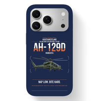 Thumbnail for AgustaWestland AH-129D Mangusta design on navy blue magsafe iphone case, for iPhone 17 Pro