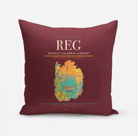 Thumbnail for Reggio Calabria Airport (REG) design on dark red pillow