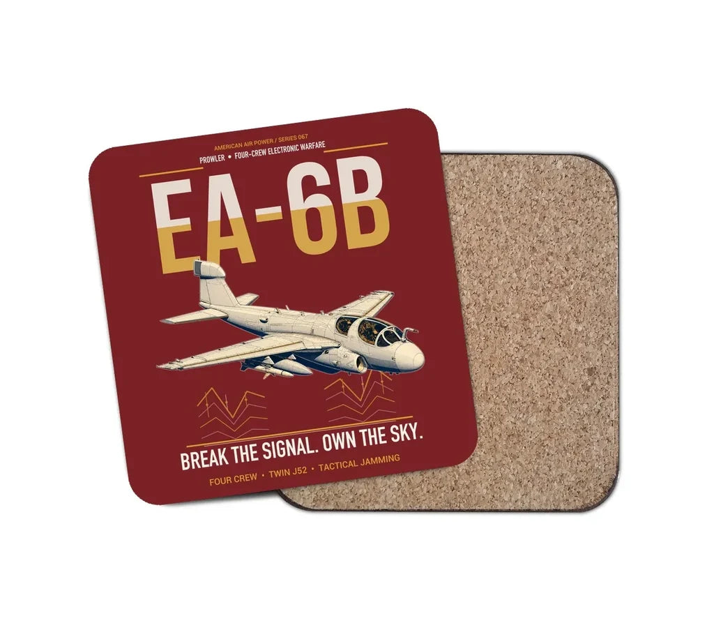 EA-6B Prowler design on dark red 1 piece coaster