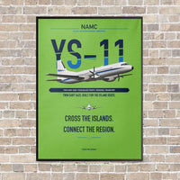 Thumbnail for NAMC YS-11A vertical canvas print - framed - light green background