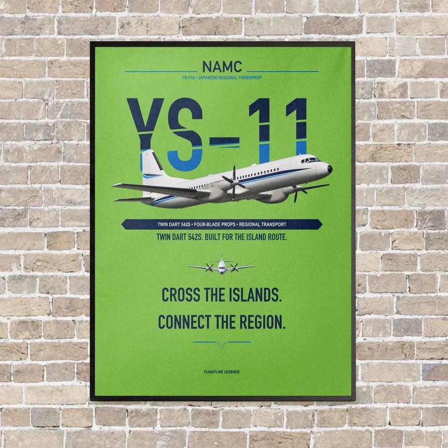 NAMC YS-11A vertical canvas print - framed - light green background