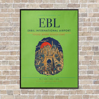 Thumbnail for Erbil International Airport EBL vertical canvas print - framed - light green background