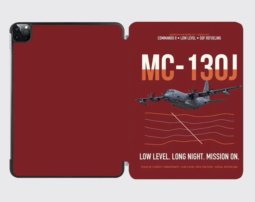 MC-130J COMMANDO II design on dark red ipad tablet case