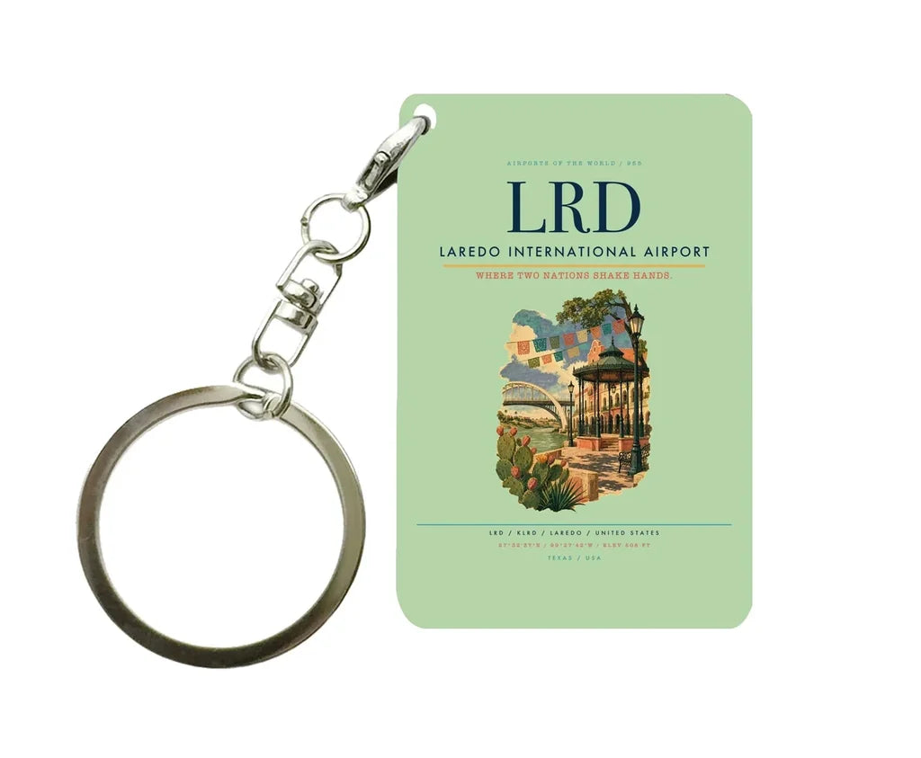 Laredo International Airport (LRD) design on light green key chain